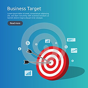 red dartboard center goal. strategy achievement and business success flat design. Archery dart target and arrow for banner or