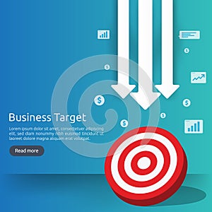 red dartboard center goal. strategy achievement and business success flat design. Archery dart target and arrow for banner or