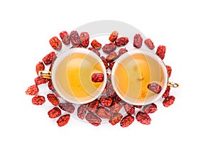 Red dates tea served in traditional Chinese tea cups