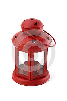 Red decorative lantern isolated on white background