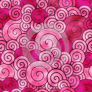 Red decorative spirals watercolored background pattern photo