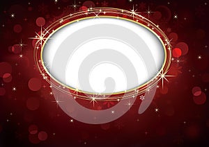 Red Defocused Christmas Background with Oval Shape