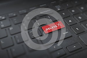 Red Delete Button on Computer Keyboard