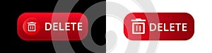 Red delete button icons with trash can symbol in digital interface design