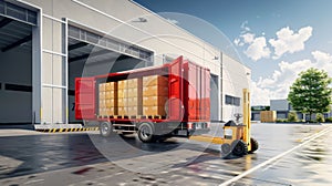 The red delivery truck. AI generated