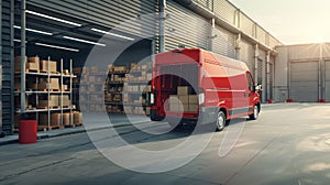 The red delivery van.AI generated image photo
