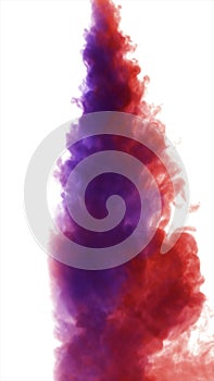 Red dense smoke isolated on white background