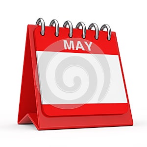 Red Desktop Calendar Icon Showing a May Month Page. 3d Rendering