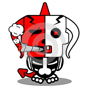 red devil bone mascot smoking