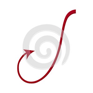 Red devil tail isolated on white background. Cartoon style. Clean and modern vector illustration for design, web.