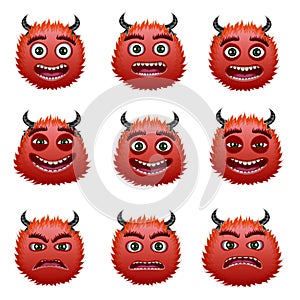 Red devils heads, cartoon characters