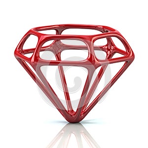 Red diamond 3d illustration