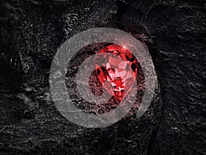 Red diamond on black coal background