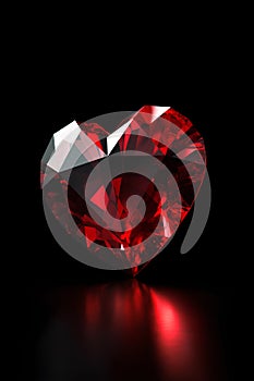 Red diamond heart on a black background