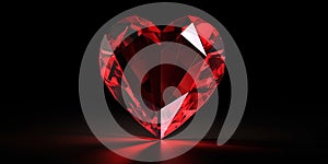Red diamond heart on a black background