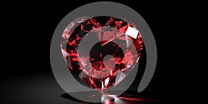 Red diamond heart on a black background
