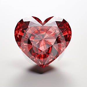 Red diamond in heart shape on white background.