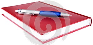 Red diary and pen