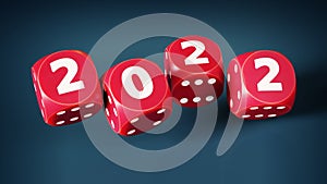 Red Dice Forming the Number 2022