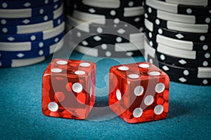 Red Dice and Playing Chips