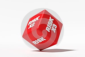 Red dice rolling with risk levels