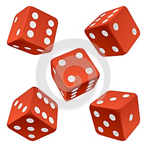 Red dice set. Vector icon photo