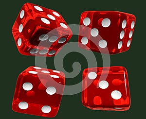 Red dices green isolated