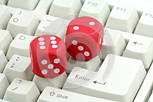 Red dices and keyboard