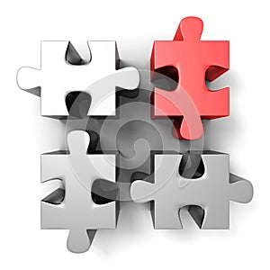 Red different individual jigsaw puzzle