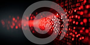 Red digital binary code matrix background. Digital data stream, Data technology, Internet concept.