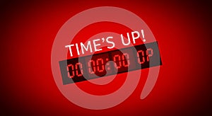 Red digital clock display on a red background shows 