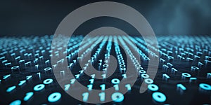 Red Digital Data Stream Rows of Binary Code Cascade Down a Dark Background in Technology Image