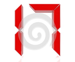 Red digital numbers 17 on white background 3d rendering
