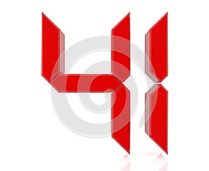 Red digital numbers 41 on white background 3d rendering