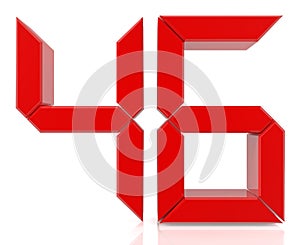 Red digital numbers 46 on white background 3d rendering