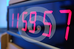 Red digital Timer, numbers counting.