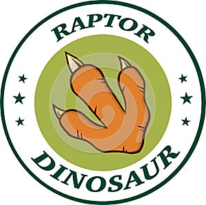 Red Dinosaur Paw With Claws Circle Logo Design With Text