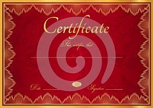 Red Diploma / Certificate background with border