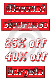 Red discount clearance and bargain sign