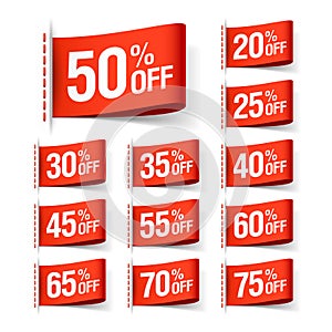 Red discount sale labels