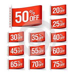 Red discount sale labels photo