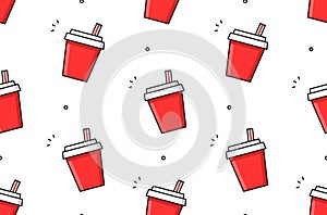 Red disposable cup seamless pattern
