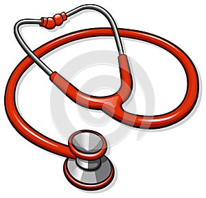red doctor stethoscope drawing isolated