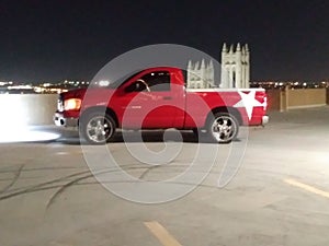 Red Dodge ram city star night white red