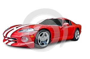 Red Dodge Viper Sports Car