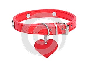 Red Dog Collar with Heart Tag photo