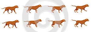 Red Dog Set. Icons with Fast Running Animals.
