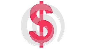 Red dollar gold sign icon Isolated with white background. 3d render isolated illustration, business, managment, risk, money, cash