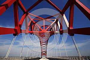 Red domed steel bridge