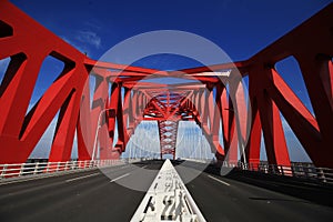 Red domed steel bridge